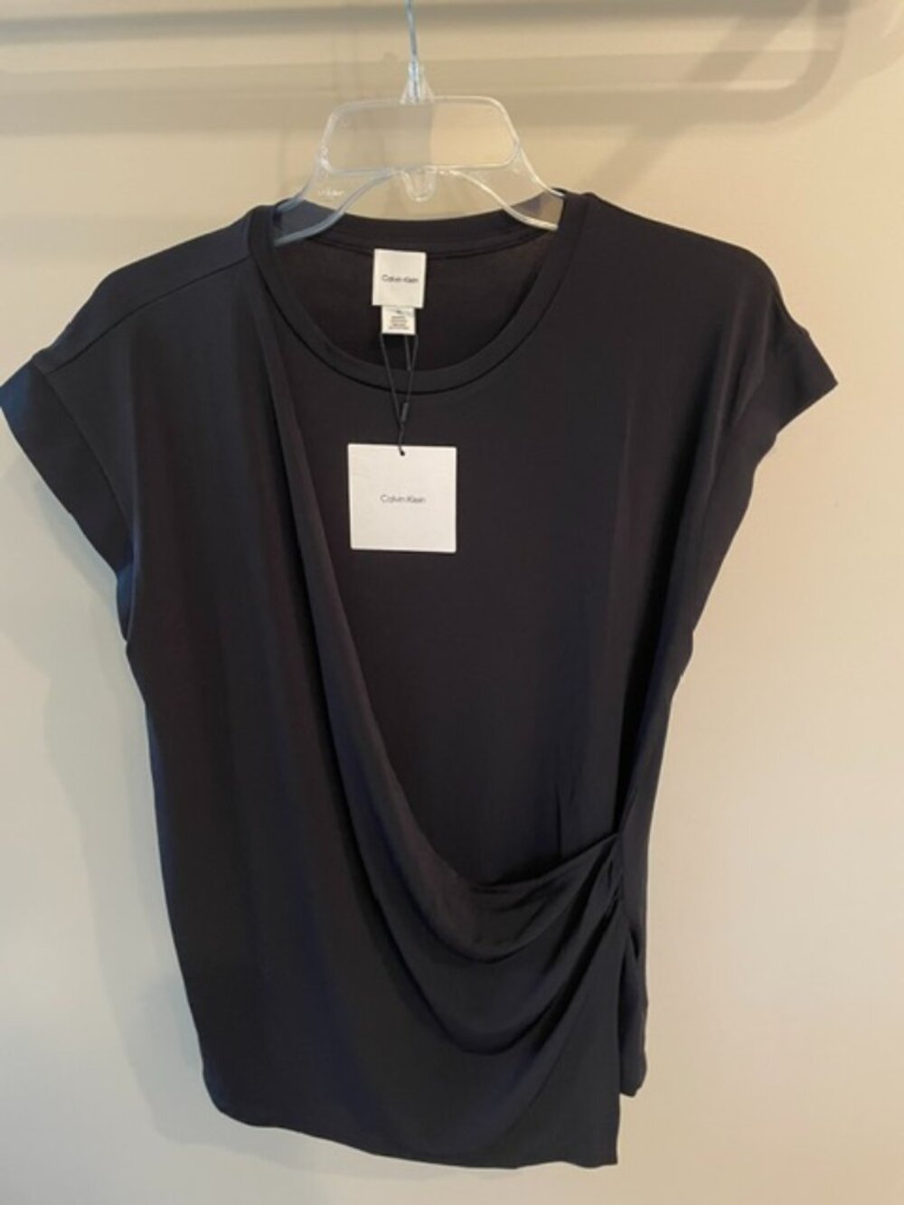 Women's Calvin Klein Crossover cap sleeve top in black